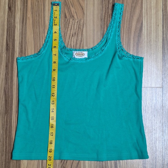 Talbots Tank Top Women's Size M Green Lace Trim - Picture 5 of 7